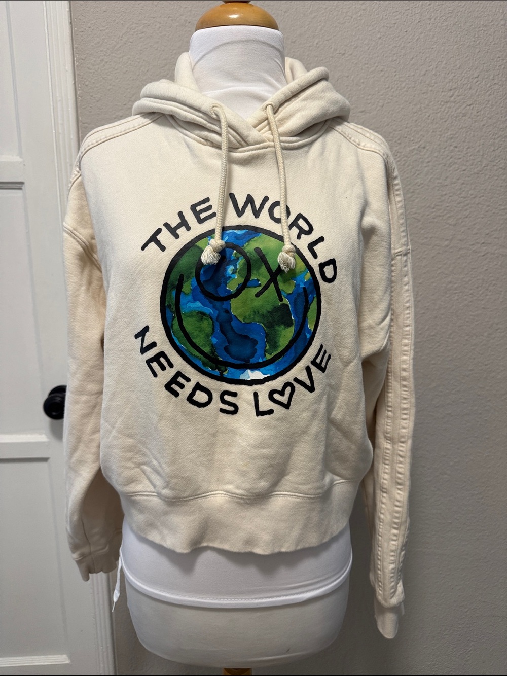 Adidas Andre Saraiva Cropped Hoodie The World Needs Love